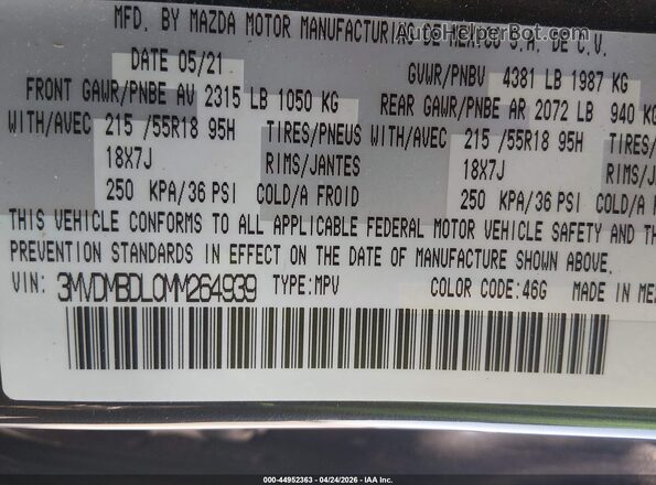 3MVDMBDL0MM264939 2021 MAZDA CX-30 Black 