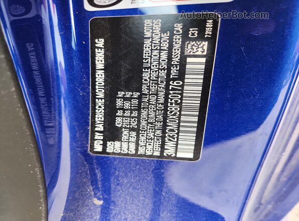 3MW23CM0XS8F50176 2025 BMW 2 SERIES Blue Widok komory silnika