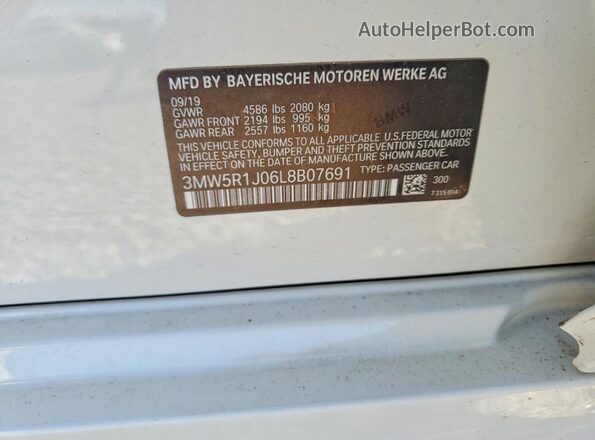 3MW5R1J06L8B07691 2020 BMW 3 SERIES White Շարժիչի բաժամունքի տեսք