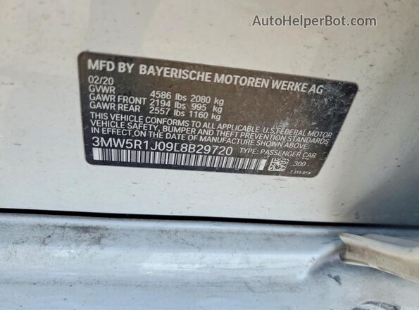3MW5R1J09L8B29720 2020 BMW 3 SERIES Белый Вид подкапотного пространства