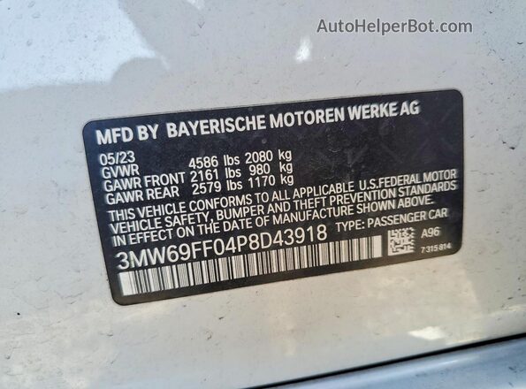 3MW69FF04P8D43918 2023 BMW 3 SERIES White Widok komory silnika
