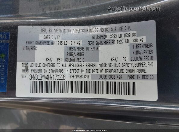3MYDLBYV4HY170336 2017 TOYOTA YARIS IA Серый 
