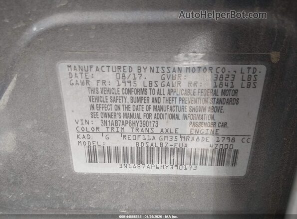 3N1AB7AP6HY390173 2017 NISSAN SENTRA Gray Widok komory silnika