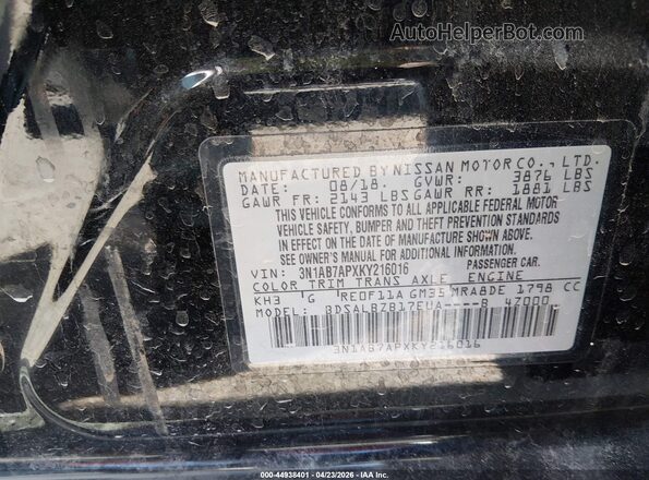 3N1AB7APXKY216016 2019 NISSAN SENTRA Black ძრავის განყოფილების ხედი