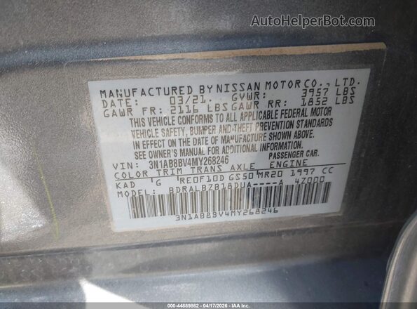 3N1AB8BV4MY268246 2021 NISSAN SENTRA Gray Widok komory silnika