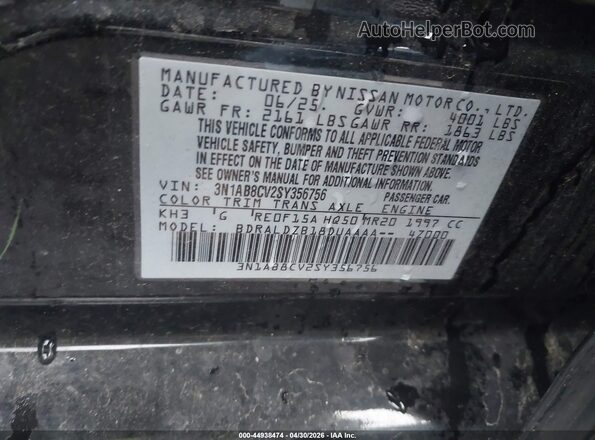 3N1AB8CV2SY356756 2025 NISSAN SENTRA Black Widok komory silnika