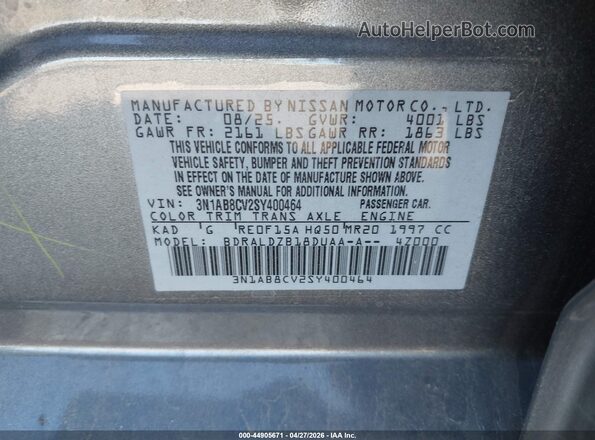 3N1AB8CV2SY400464 2025 NISSAN SENTRA Gray Շարժիչի բաժամունքի տեսք