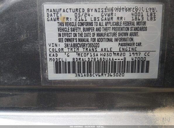 3N1AB8CV6RY365020 2024 NISSAN SENTRA Gray ძრავის განყოფილების ხედი