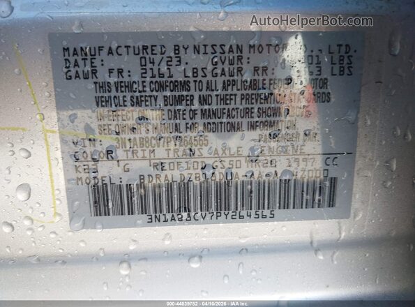 3N1AB8CV7PY264565 2023 NISSAN SENTRA Silver ძრავის განყოფილების ხედი