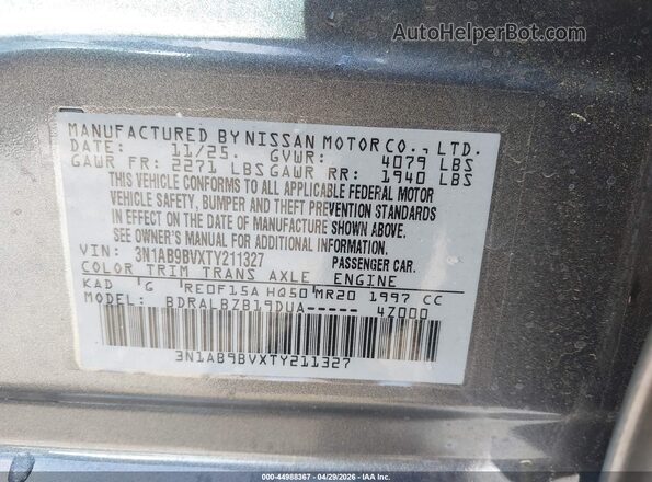 3N1AB9BVXTY211327 2026 NISSAN SENTRA Gray Вид підкапотного простору
