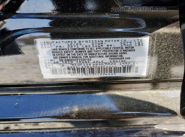 3N1AB9CV3TY226153 2026 NISSAN SENTRA Черный Вид наклейки с VIN-кодом