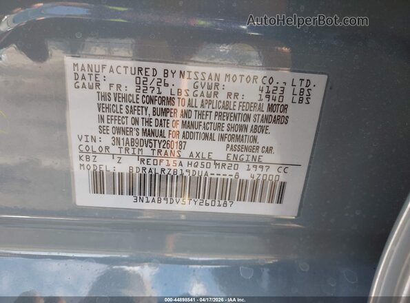 3N1AB9DV5TY260187 2026 NISSAN SENTRA Blue Vista del compartimento del motor