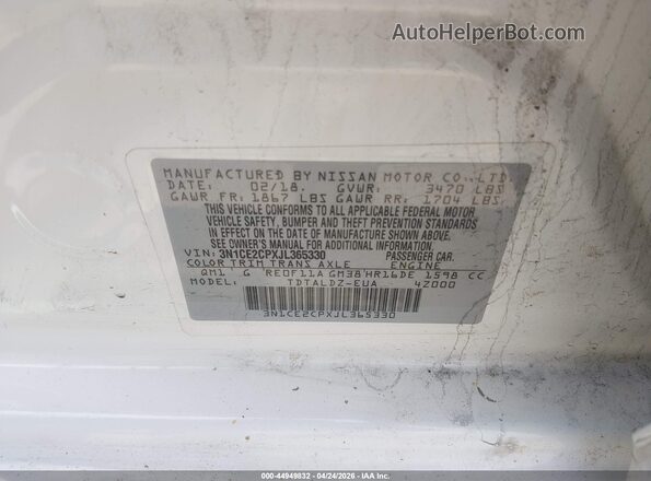 3N1CE2CPXJL365330 2018 NISSAN VERSA NOTE White Engine compartment view