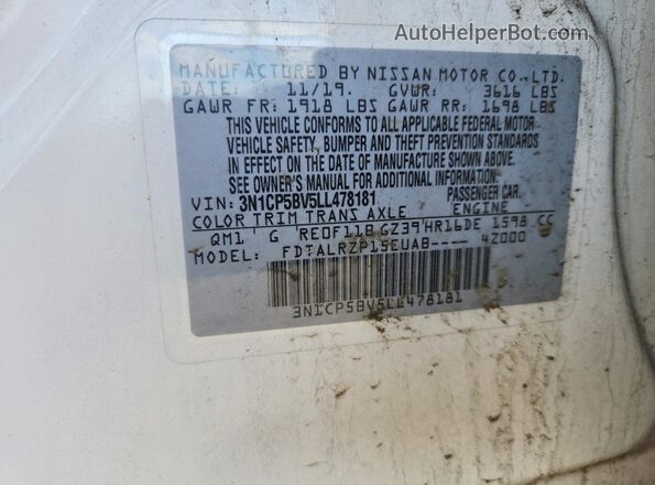3N1CP5BV5LL478181 2020 NISSAN KICKS White Շարժիչի բաժամունքի տեսք