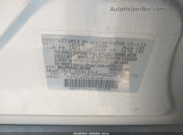 3N1CP5BV5LL487298 2020 NISSAN KICKS Silver Вид підкапотного простору