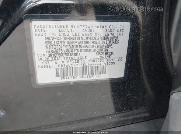 3N1CP5CU7KL568047 2019 NISSAN KICKS Black 