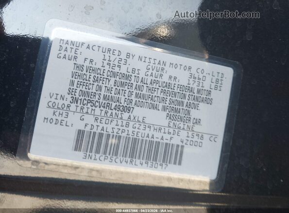 3N1CP5CV4RL493097 2024 NISSAN KICKS Black Vista del compartimento del motor