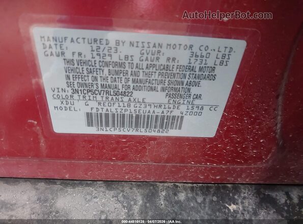 3N1CP5CV7RL504822 2024 NISSAN KICKS Red 