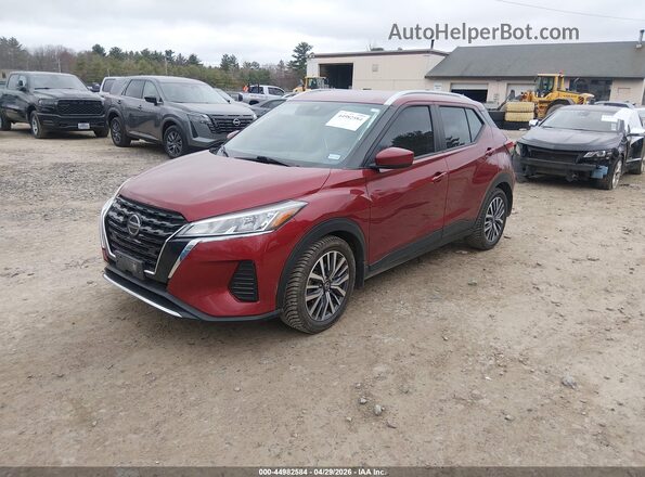 3N1CP5CV8ML554329 2021 NISSAN KICKS Red Առջևի ձախ երեք քառորդ տեսարան