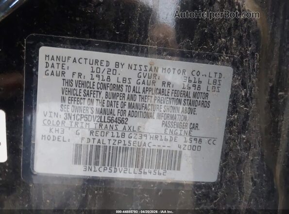 3N1CP5DV2LL564562 2020 NISSAN KICKS Черный 