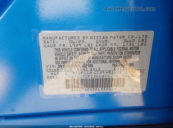 3N1CP5DV5PL552105 2023 NISSAN KICKS Blue 
