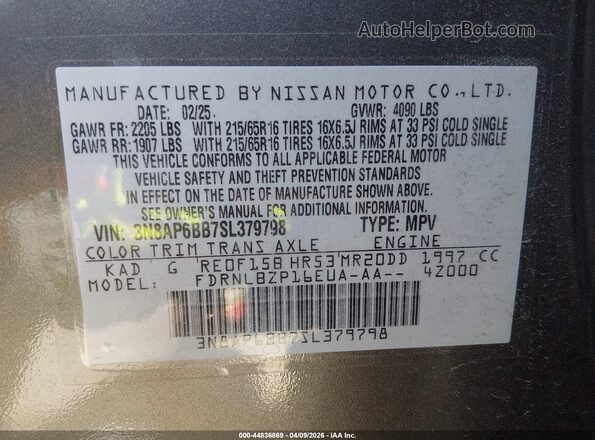 3N8AP6BB7SL379798 2025 NISSAN KICKS Gray Widok komory silnika