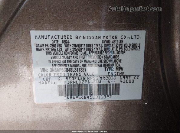 3N8AP6CB4SL311327 2025 NISSAN KICKS Gold Vista del compartimento del motor