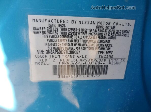 3N8AP6DD9TL309557 2026 NISSAN KICKS Blue 