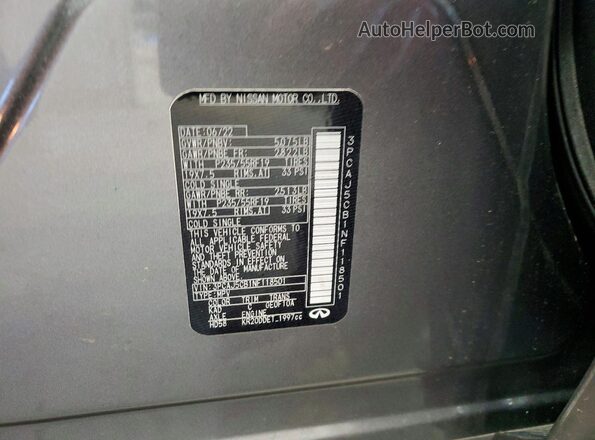 3PCAJ5CB1NF118501 2022 INFINITI QX50 Gray Widok naklejki z numerem VIN