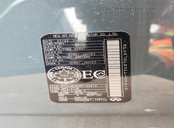 3PCAJ5FBXPF122612 2023 INFINITI QX50 Blue Շարժիչի բաժամունքի տեսք