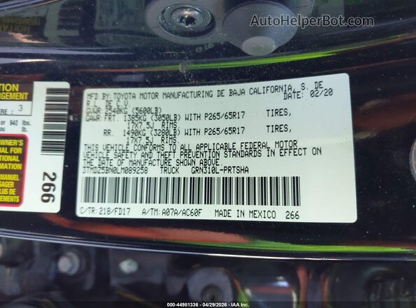 3TMDZ5BN0LM089258 2020 TOYOTA LE Black 
