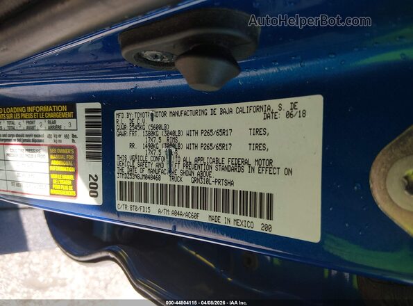 3TMDZ5BN8JM048468 2018 TOYOTA TACOMA Blue Engine compartment view
