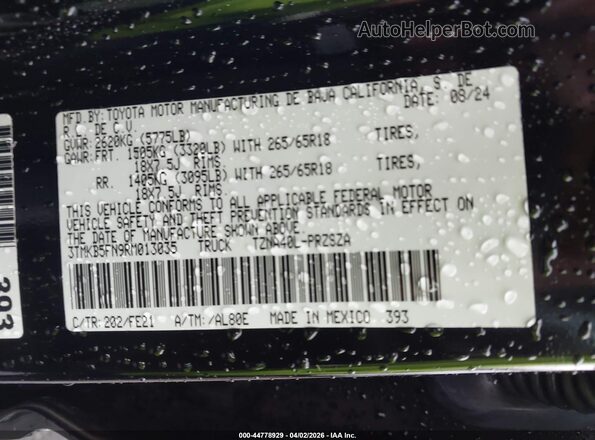 3TMKB5FN9RM013035 2024 TOYOTA TACOMA Черный Вид подкапотного пространства