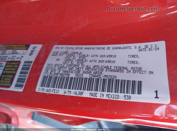 3TYLB5JN9RT002990 2024 TOYOTA TACOMA Оранжевый Вид подкапотного пространства