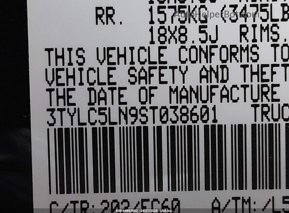 3TYLC5LN9ST038601 2025 TOYOTA TACOMA HYBRID Черный 