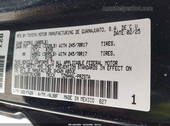 3TYLD5KN9ST014300 2025 TOYOTA TACOMA Black Вид підкапотного простору
