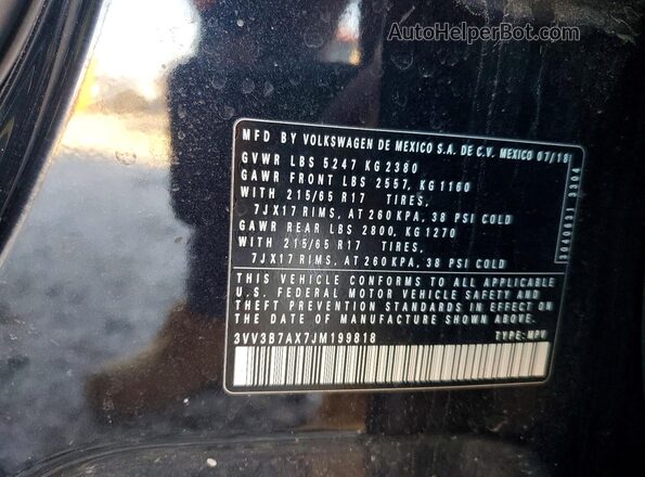 3VV3B7AX7JM199818 2018 VOLKSWAGEN TIGUAN Black VIN կոդի պիտակի տեսք