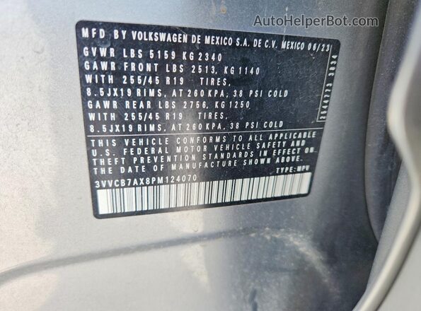 3VVCB7AX8PM124070 2023 VOLKSWAGEN TIGUAN Silver Engine compartment view