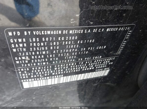 3VVMB7AX0RM188899 2024 VOLKSWAGEN TIGUAN Black ძრავის განყოფილების ხედი