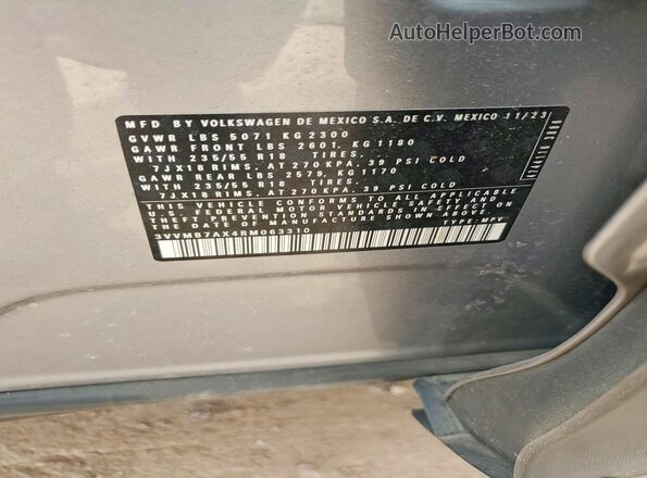 3VVMB7AX4RM063310 2024 VOLKSWAGEN TIGUAN Silver Շարժիչի բաժամունքի տեսք