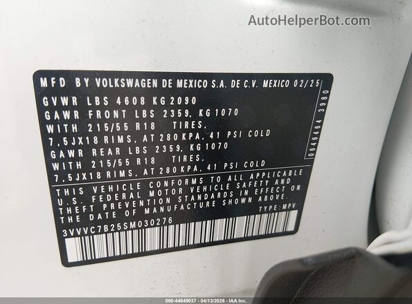 3VVVC7B25SM030276 2025 VOLKSWAGEN TAOS Белый Вид подкапотного пространства