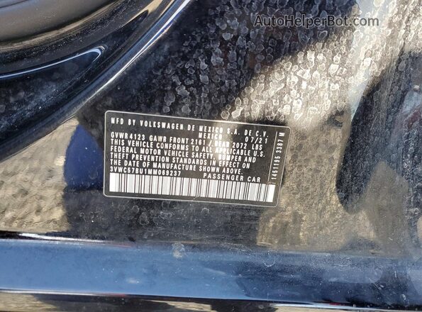 3VWC57BU1MM069237 2021 VOLKSWAGEN JETTA Black VIN კოდის სტიკერის ხედი