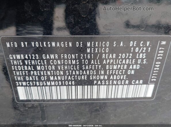 3VWC57BU5MM091046 2021 VOLKSWAGEN JETTA Черный 