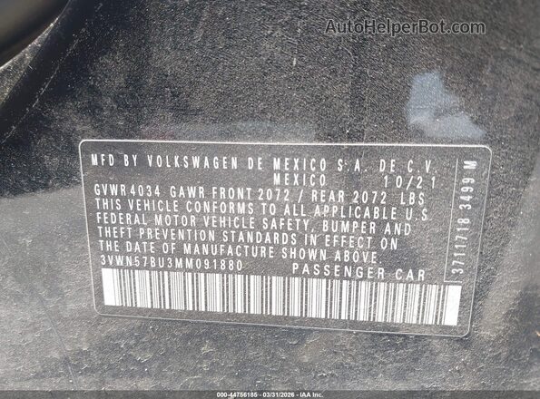 3VWN57BU3MM091880 2021 VOLKSWAGEN JETTA Черный Вид подкапотного пространства