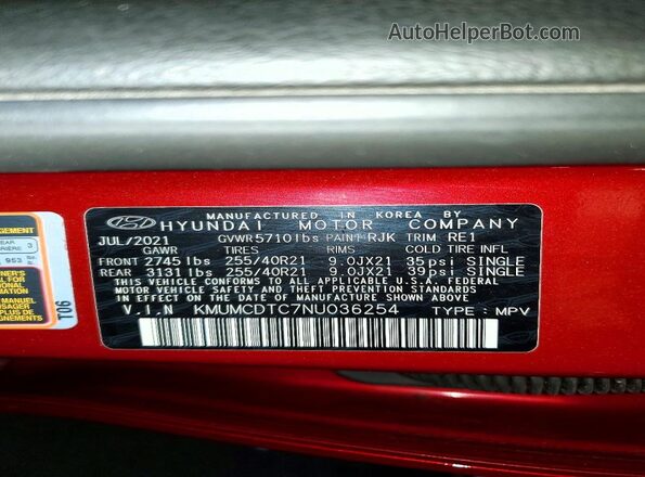 KMUMCDTC7NU036254 2022 GENESIS GV70 Red 