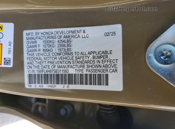 19XFL4H97SE011583 2025 HONDA CIVIC Желто-коричневый 