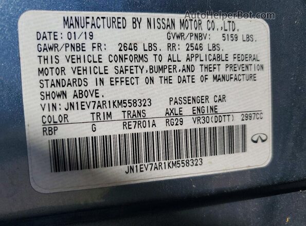 JN1EV7AR1KM558323 2019 INFINITI Q50 Синий 