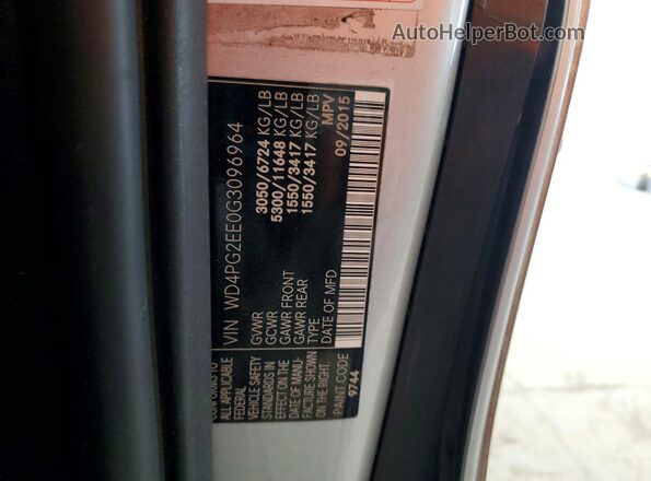 WD4PG2EE0G3096964 2016 MERCEDES-BENZ METRIS Silver Vista interior de 360 grados