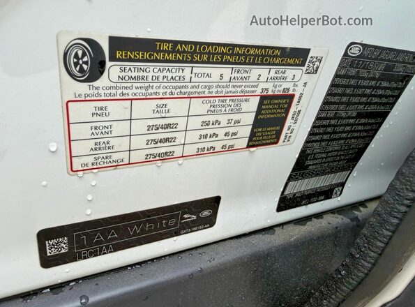 SALGS5RE9KA537606 2019 LAND ROVER RANGE White Vista interior trasera