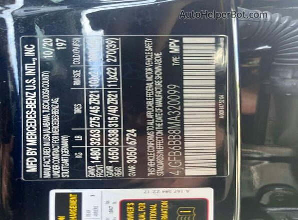 4JGFB6BB8MA320099 2021 MERCEDES-BENZ GLE Black 